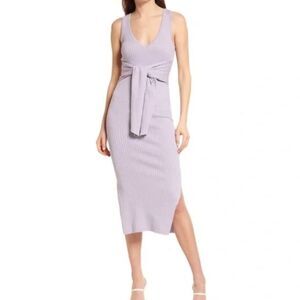 Good American Lilac Ribbed Knit Bodycon Sleeveless Midi Dress | Size 3 (L)